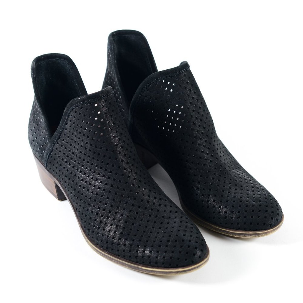 Lucky Brand Perforated Black Suede Booties
